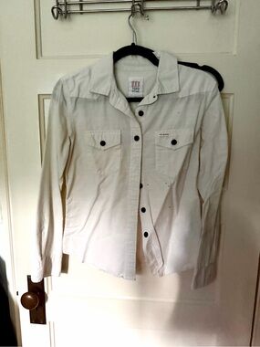 Topo Designs Off-White Button Front Workshirt with Black Buttons